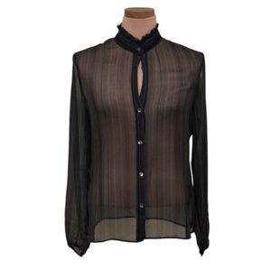 Theory Black Sheer Blouse